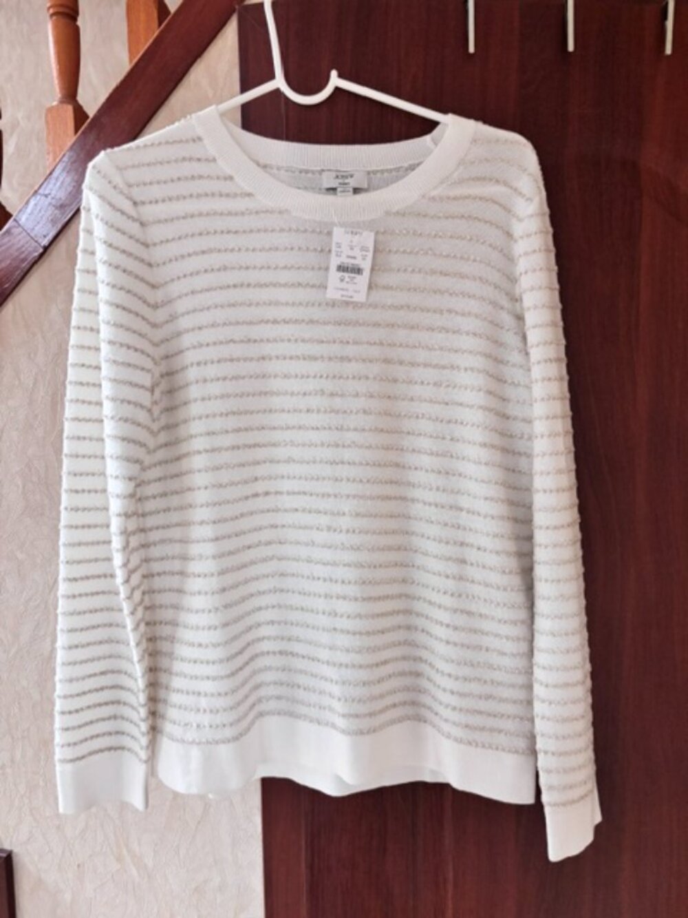 NEW J. Crew Metallic-stripe Teddie sweater Size Medium